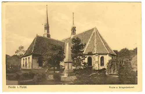 AK Heide, Kirche und Kriegerdenkmal, 11256