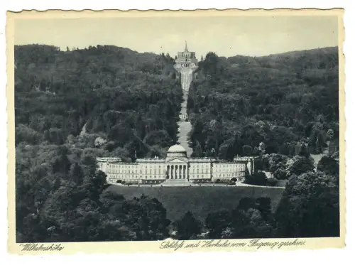 AK Kassel Wilhelmshöhe, Schloß und Herkules vom Flugzeug gesehen, 11342