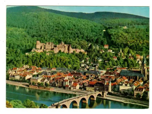AK Heidelberg, Altstadtpanorama, Blick vom Philosophenweg, 10198