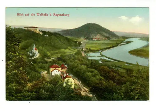 AK Donaustauf, Blick auf die Walhalla bei Regensburg, 10092