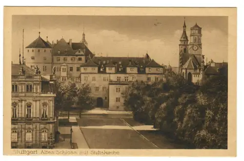 AK Stuttgart, Altes Schloss mit Stiftskirche, 11114