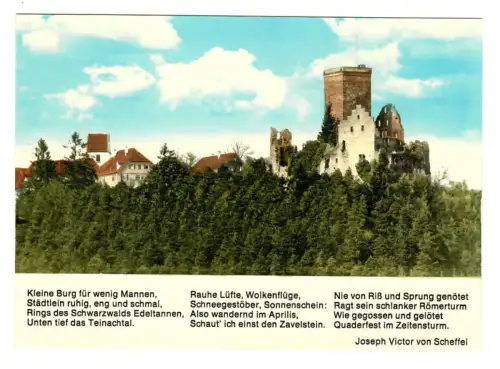 AK Burg Zavelstein im Schwarzwald - mit Gedicht J-V. von Scheffel - 10394