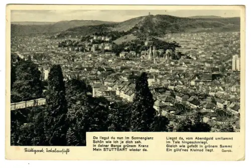 AK Stuttgart, Totalansicht, Liederkarte - 10571