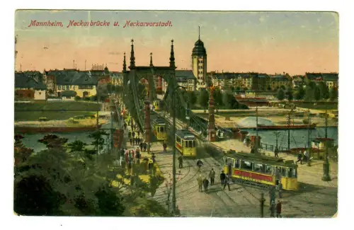 AK Mannheim, Neckarbrücke und Neckarvorstadt, 10098