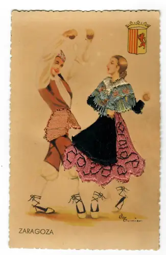 AK Spanische Tracht, Paar in regionaltypische Kleidung von Zaragosa , 20103
