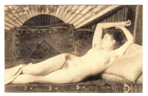AK Erotik, Frau Akt, Porträt liegend, nackt, erotic nude, 12036