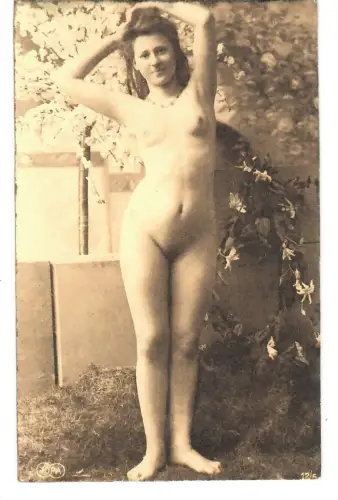 AK Erotik, Frau Akt, Porträt stehend, nackt, erotic nude, 12032