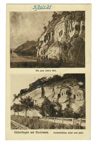 AK Überlingen, Heidenhöhlen einst und jetzt, 12237