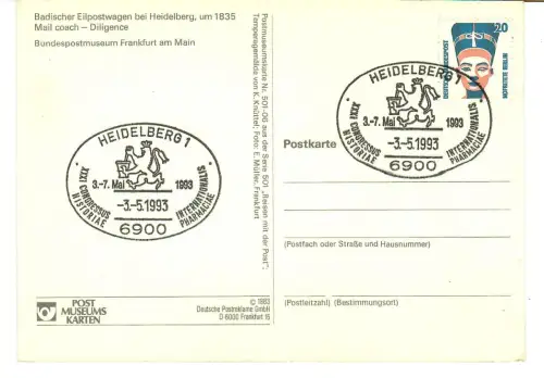 AK Ganzstück, badischer Eilpostwagen bei Heidelberg, Sonderstempel, 12245