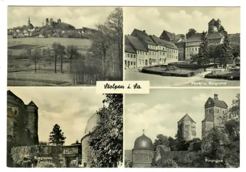 AK Stolpen, Panorama, Markt, Burgruine, 10507