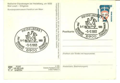 AK Ganzstück, badischer Eilpostwagen bei Heidelberg, Sonderstempel, 12245