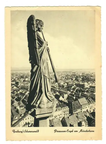 AK Freiburg, Posaunenengel am Münsterturm, 12129