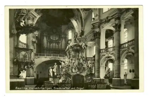 AK Bad Staffelstein, Basilika Viezehnheiligen, Gnadenaltar mit Orgel, 12146