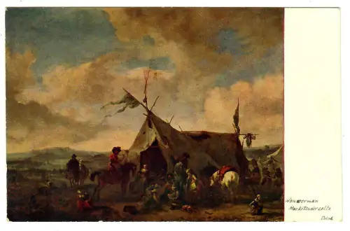 Künstler AK P. Wouwerman: Marketenderzelte, Reiter, Julius Bard,30342