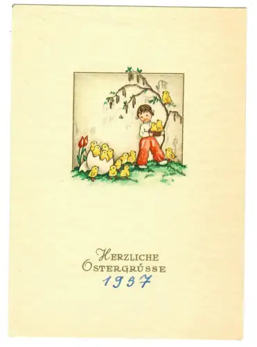 AK Ostern, , Kind mit Osterküken, 20159