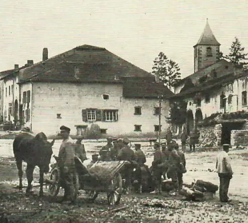 WW1,  1.WK, AK Soldaten in Xousse, Frankreich, 11884