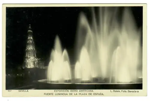AK Sevilla, Exposition Ibero Americana, Fuente Luminosa, 10936