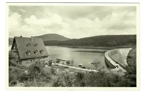 AK Forbach, Gasthof zur Schwarzenbach mit Talsperre, 10042