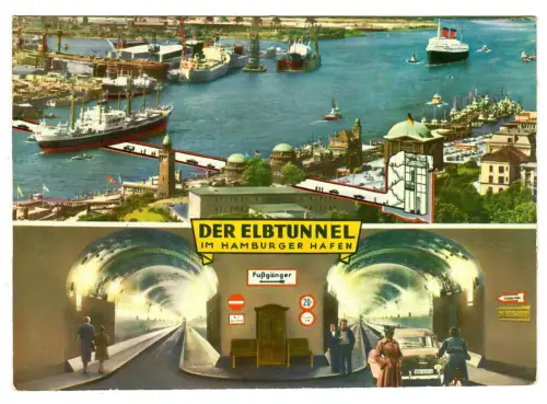 AK Hamburg, Elbtunnel, Hafen, 11167