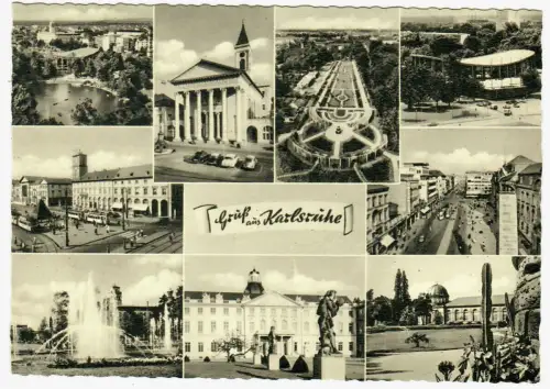 AK Karlsruhe, Panorama, Schloss, 11130