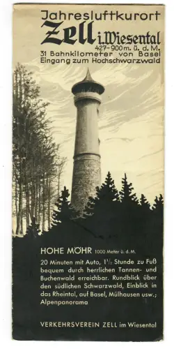 Reiseprospekt Zell im Wiesental, Schwarzwald, 1930er Jahre, 494