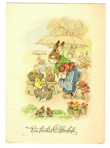 AK Ostern, Osterhase Körbe mit Ostereier, 20160