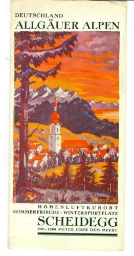 Reiseprospekt Scheidegg,  Allgäu + Beilage,  sign. Wischalla, 1930 Jahre, 447