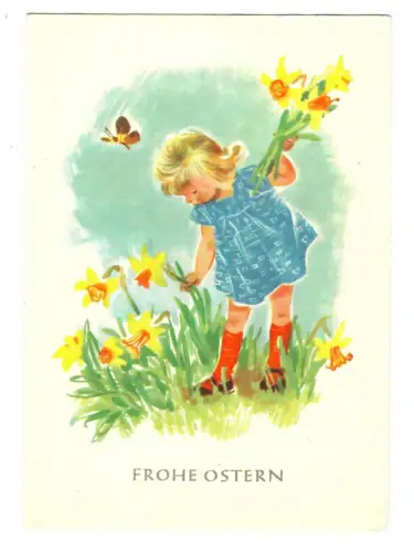 AK Ostern, Mädchen mit Osterglocken, 20165