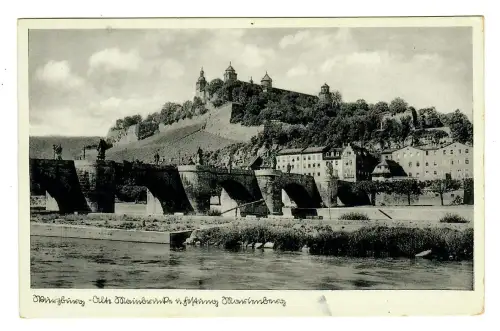 AK Würzburg, Alte Mainbrücke mit Festung Marienberg, 11837