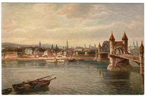 AK Bonn, Panorama mit Rheinbrücke, 11071