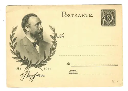 Ganzsache AK, Generalpostdirektor, Heinrich von Stephan, 1931 Jubiläum, 11992