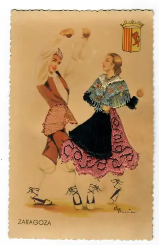 AK Spanische Tracht, Paar in regionaltypische Kleidung von Zaragosa , 20103