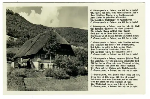 AK Schwarzwaldhaus Liederkarte, Schwarzwaldlied, 10830