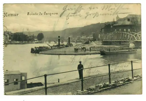 WW1, 1.WK, AK Namur Pointe de Grognon - Belgien 1917,  Stempel Batallion, 101130