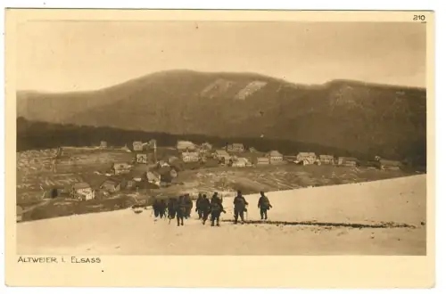 WW1, 1. WK,  AK , Soldatentruppe in Altweiher Elsass, , Feldpostkarte, 11084