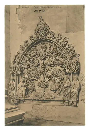 AK Worms, Stammbaum Christi, Relief im Dom, 11494