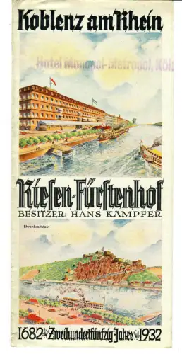 Prospekt Koblenz, Hotel Riesenfürstenhof, 1932, Titel sign. EE, 415