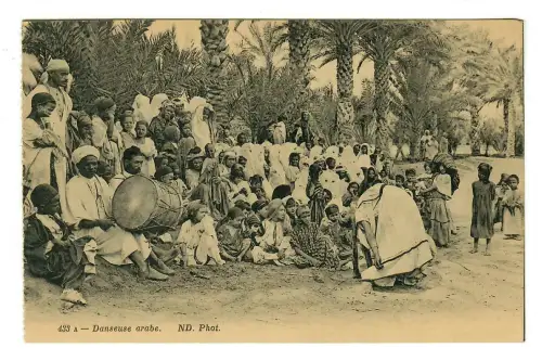 AK Arabische Tänzerin, Musiker, Nordafrika, 10281