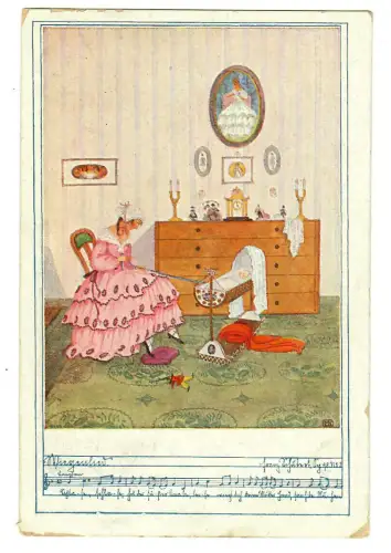 AK Liederpostkarte, Mutter mit Wiege, Wiegenlied, Deutscher Schulverein,  20146