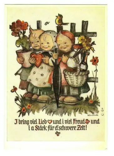 Künstler AK Berta Hummel, I bring viel Lieb und i viel Freud ..., 30032