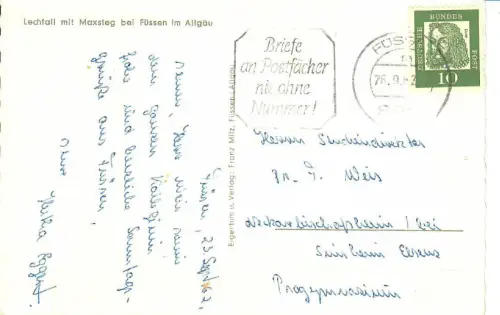 AK Füssen, Lechfall mit Maxsteg, 10348