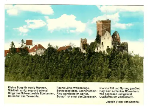 AK Burg Zavelstein im Schwarzwald - mit Gedicht J-V. von Scheffel - 10394