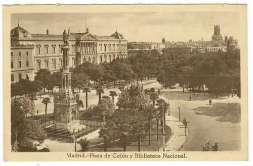 AK Madrid, Plaza de Colon, Bibliotheca Nacional, 10970