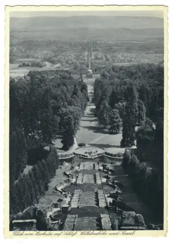 AK Kassel Wilhelmshöhe, Blick vom Herkules auf Schloß und Kassel, 11343