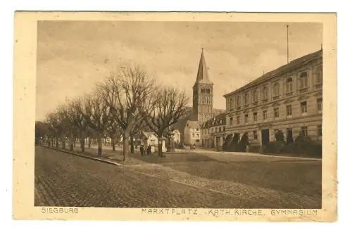 AK Siegburg, Marktplatz, katholische Kirche und Gymnasium, 11715