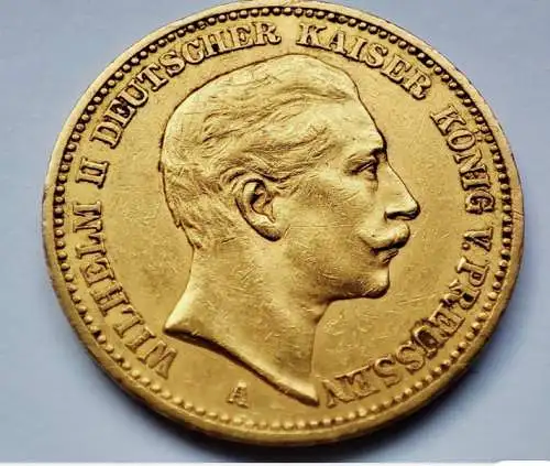 Goldmünze 20 Mark Preußen Wilhelm 1889