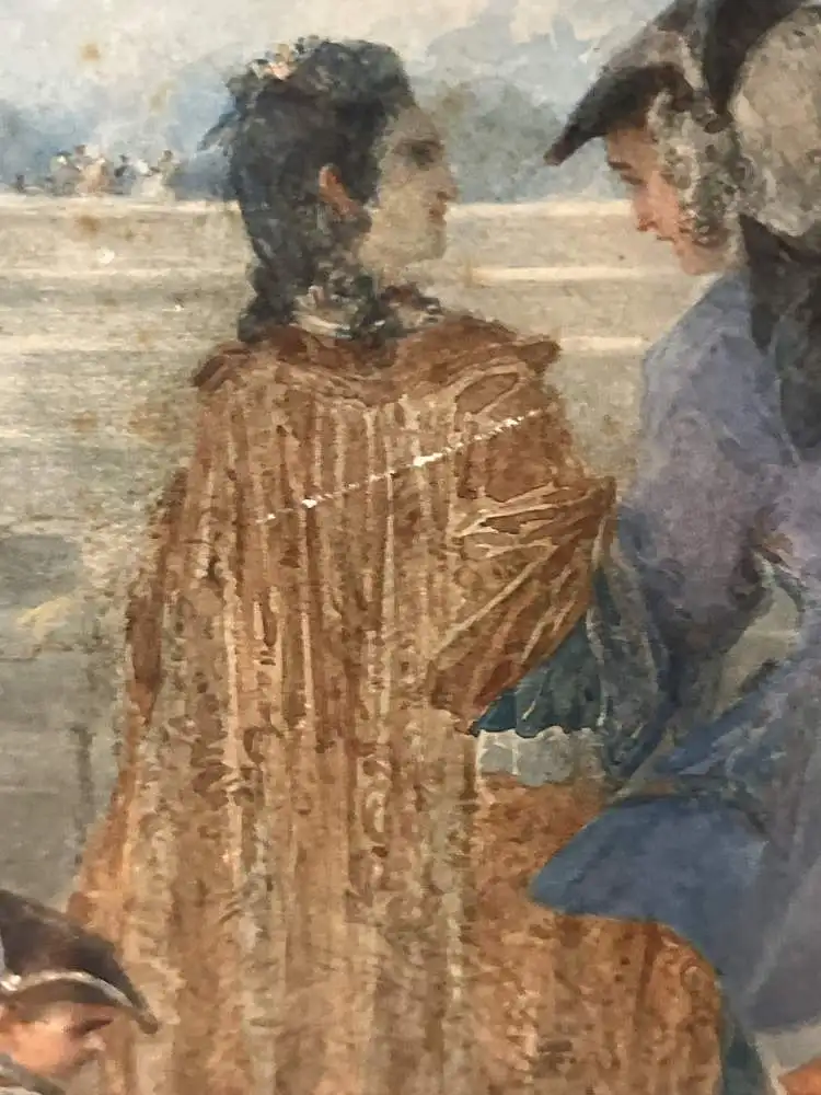 Original Goache Aquarell von Edmundo Morin aus 1854 im Stil des Historismus 13