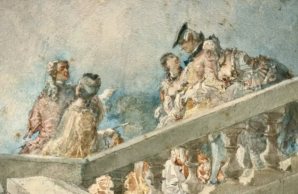 Original Goache Aquarell von Edmundo Morin aus 1854 im Stil des Historismus 4