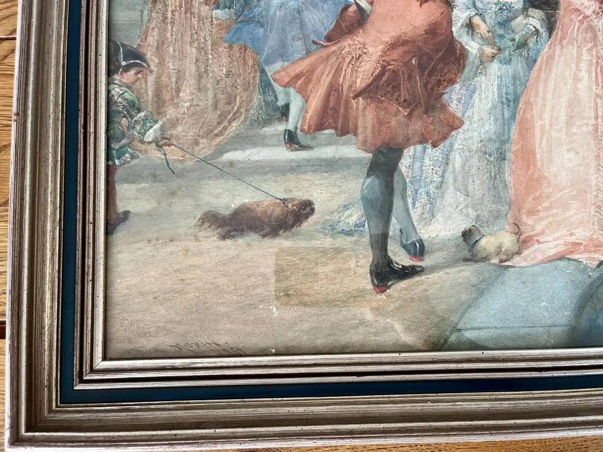 Original Goache Aquarell von Edmundo Morin aus 1854 im Stil des Historismus 6