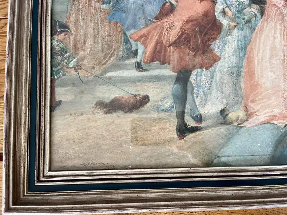 Original Goache Aquarell von Edmundo Morin aus 1854 im Stil des Historismus 6